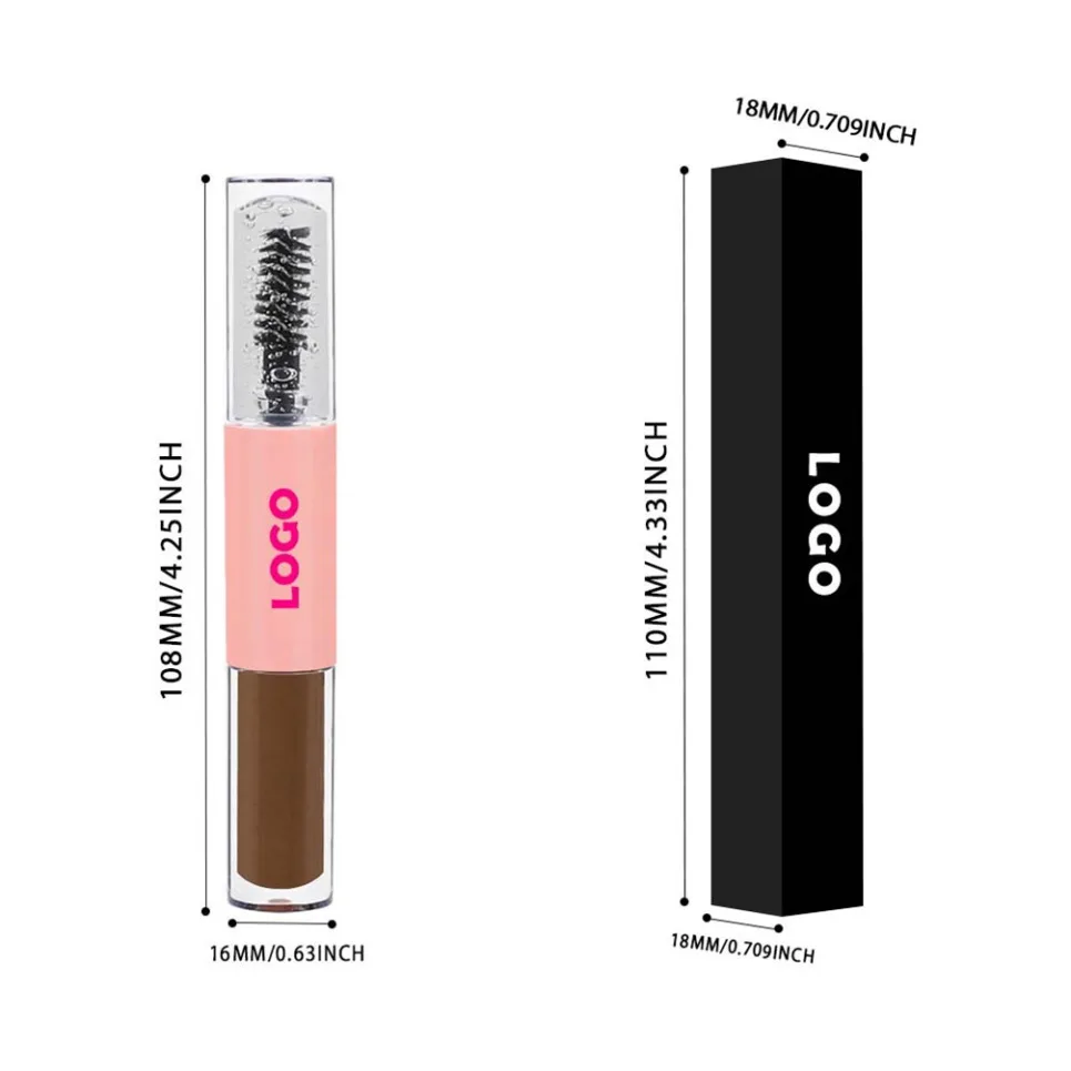 Gel à sourcils transparent 2 en 1, marque privée, teinte imperméable longue durée, crème pour sourcils, maquillage végétalien, Logo personnalisé, vente en gros