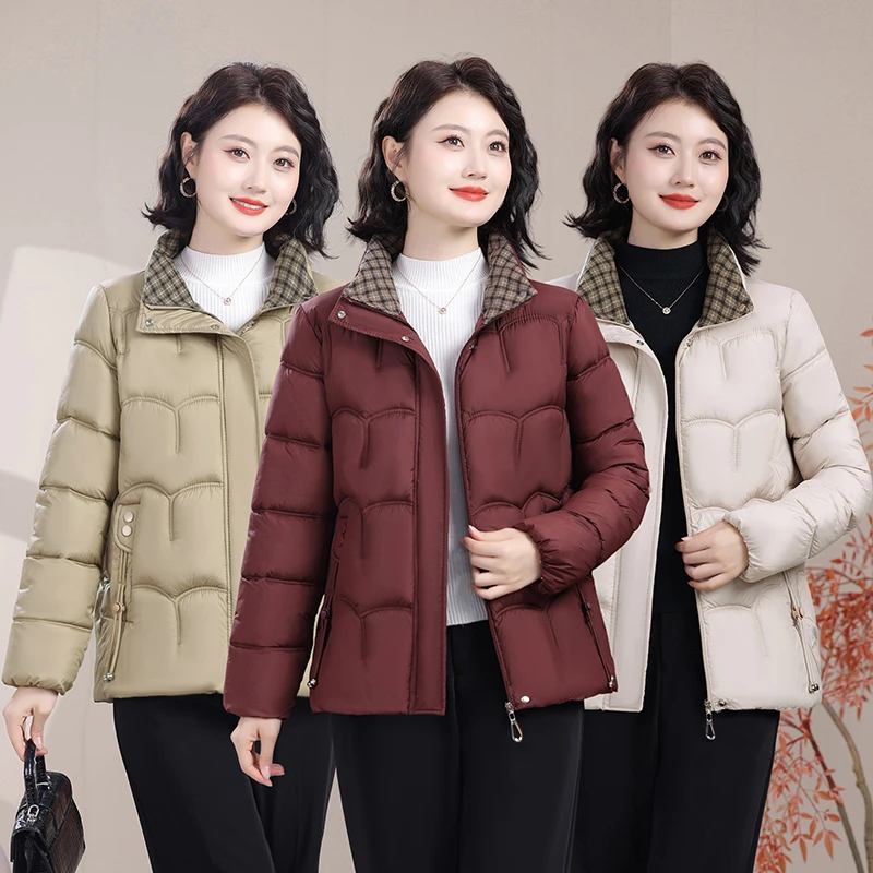 

New Parkas Women Autumn Winter Coat Cotton Jacket Lapel Female Outerwear Casual Tops