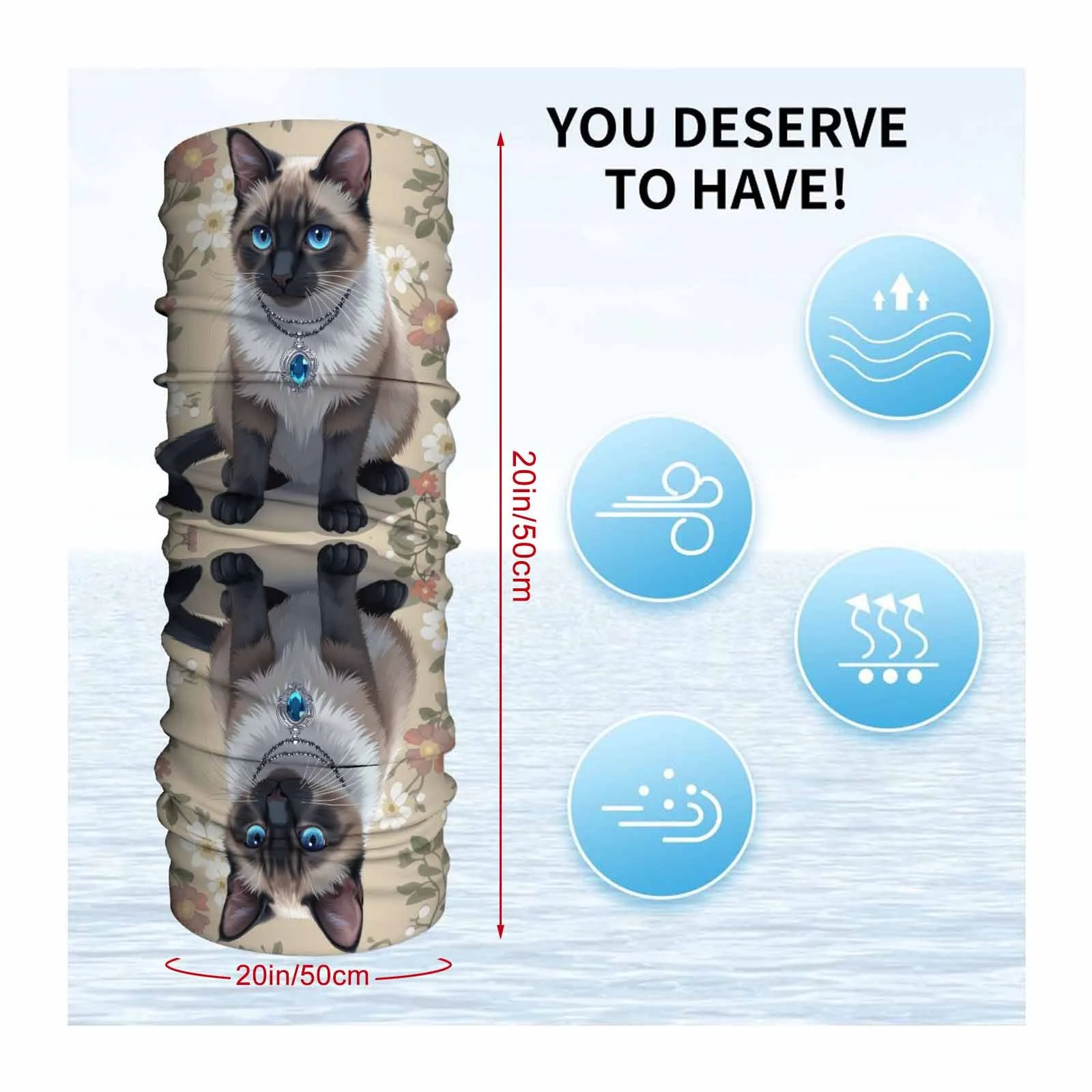 Customization Cat, Mirror Reflection, Floral Pattern Novel Design Multi-Functional Printed Scarf Suitable For Outdoor Men Women
