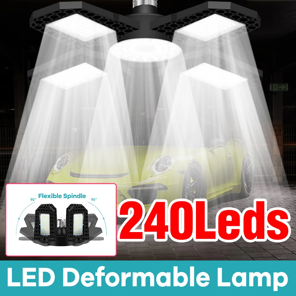 

E27 Fan Shape Foldable 210LEDs Bulb AC220V/110V Deformation for Home Ceiling Lights Warehouse and Garage White Light Bulb