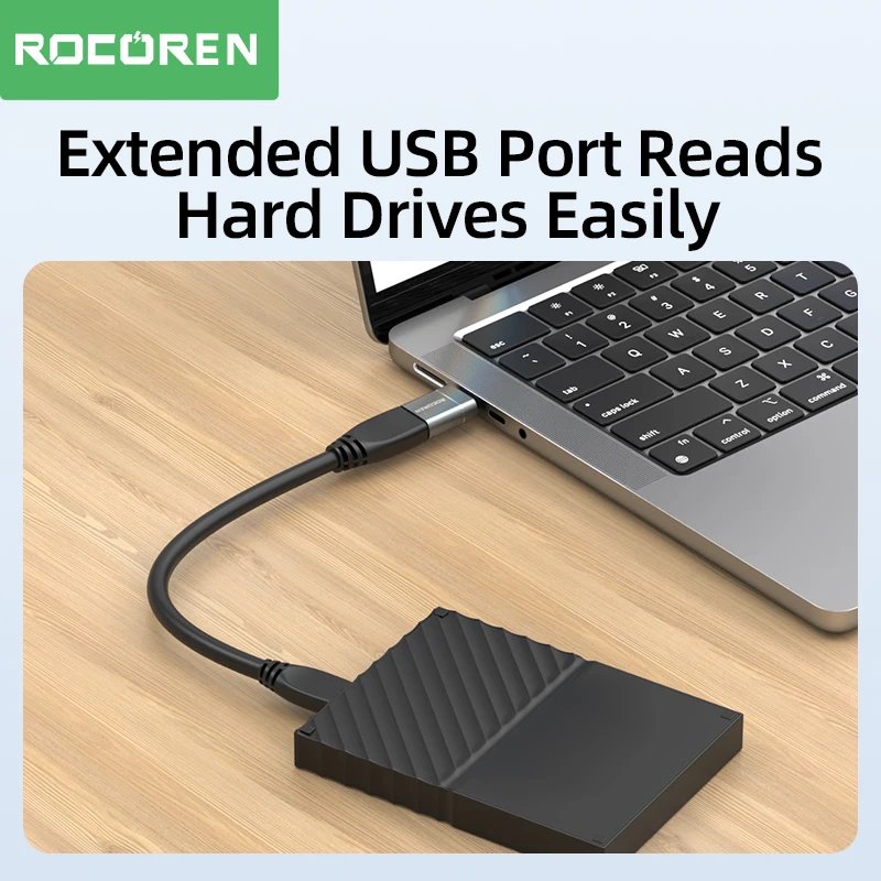 Rocoren-USB Tipo C Adaptador OTG, macho para USB 3.0 Cabo Feminino, Conversor para Macbook, Samsung S22, S20, Xiaomi, 5Gbps