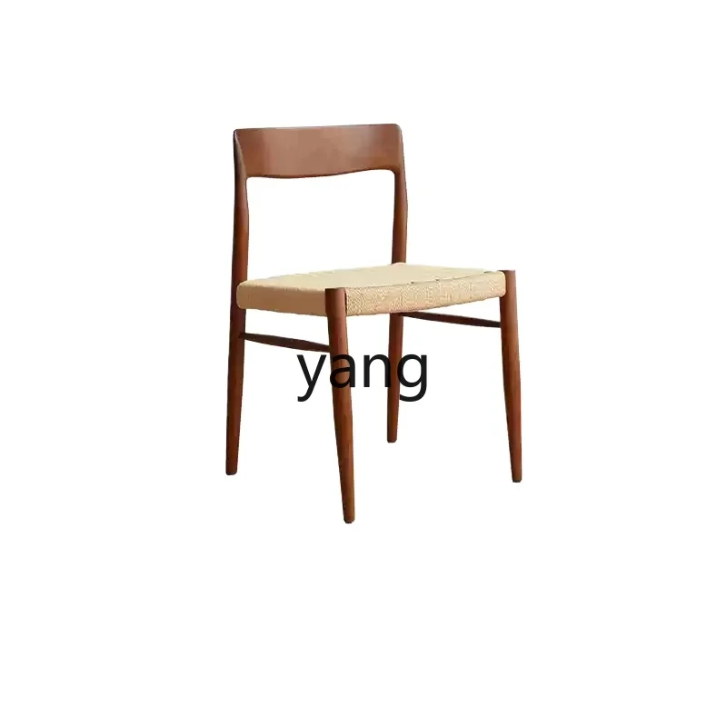 

XYY retro rope chair household medieval backrest solid wood dining chair black casual chair