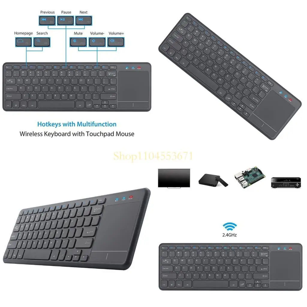 Best Seller 2.4G Wireless 78Key Portable Keyboards With Intelligent Touchpads For PC Laptop