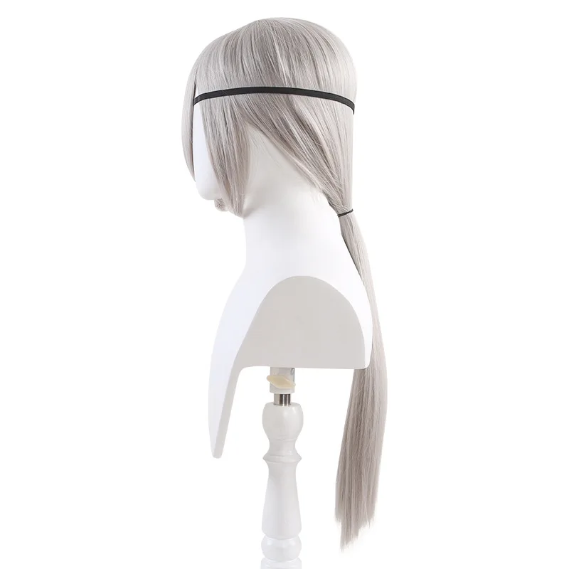 

Anime Chainsaw Man Quanxi cosplay wig long Silver Gray cosplay wig Heat resistant synthetic fiber with Eye mask Rose net