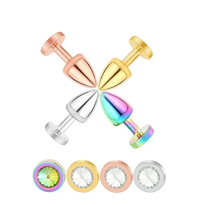 Small Size Metal Anal Beads Butt Plug Mini Rainbow Rose gold Butt Plug Crystal Jewelry Trainer Anal Dildo Masturbation Sex Toy