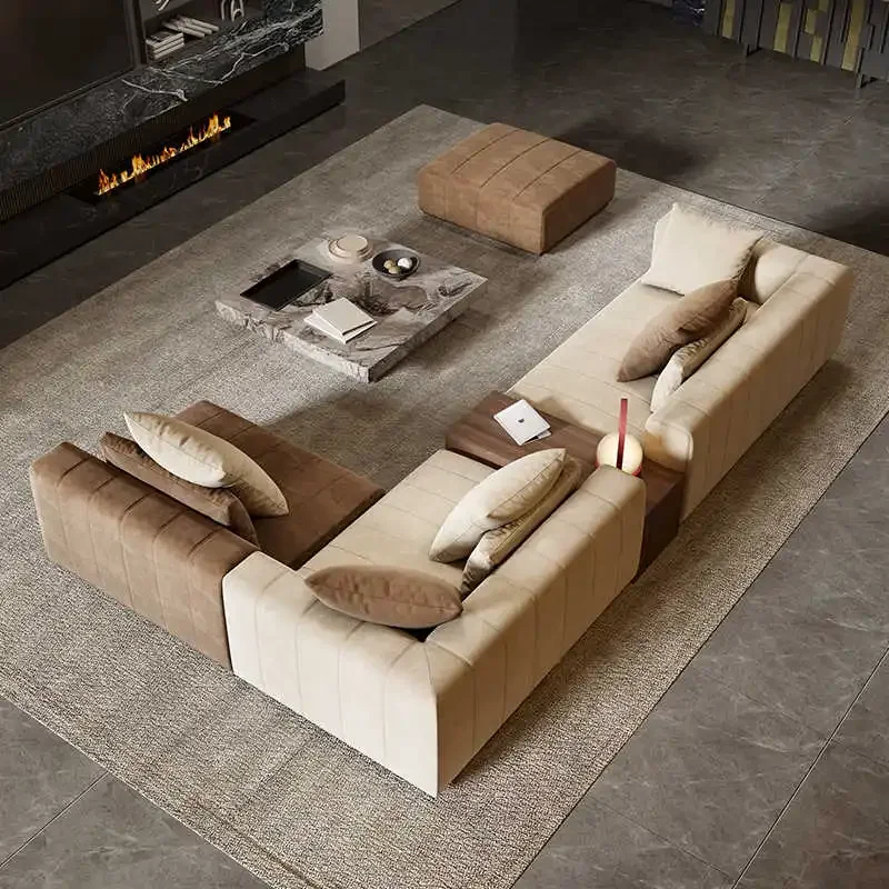 

Cloud Sofa Living Room Technology Cloth Italian Minimalist Piano Key Caterpillar Straight Block French Latex Cream Style