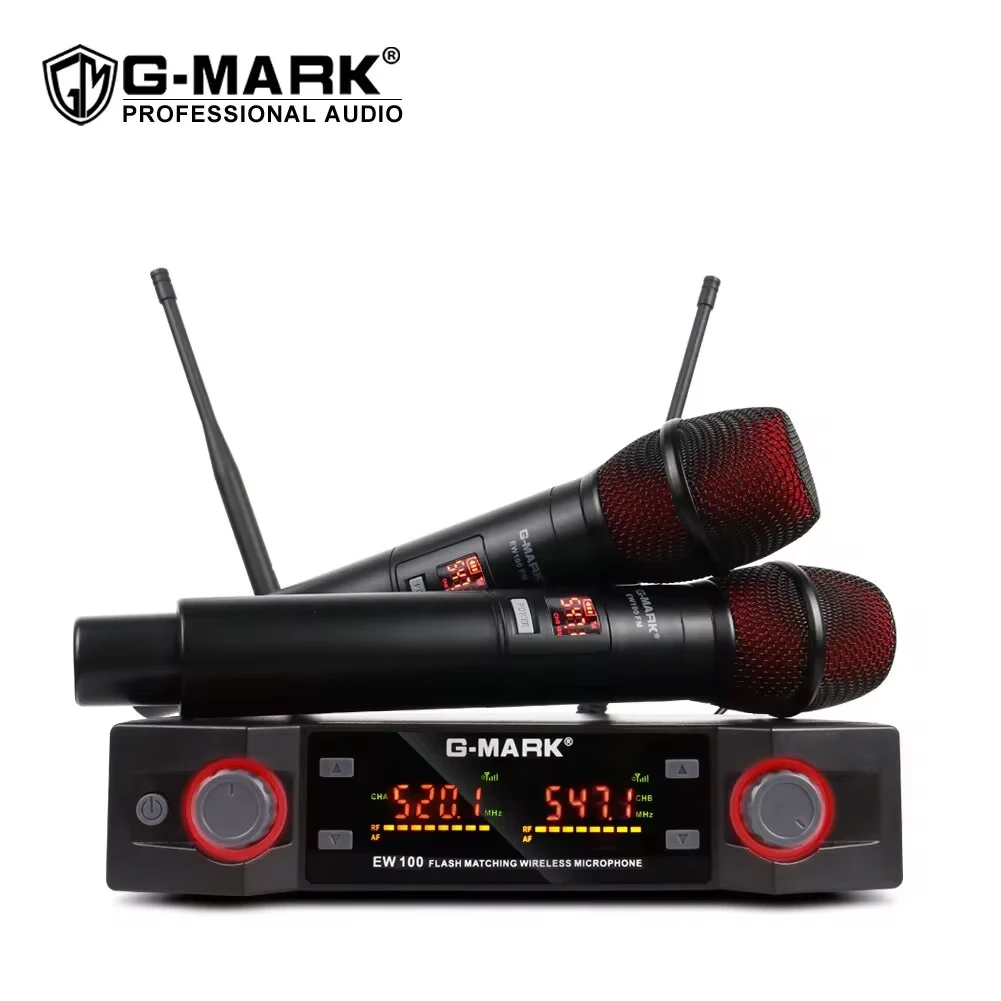 

Wireless Microphon G-MARK EW100 Professional UHF Karaoke Handheld Mic Frequency Adjustable 50M For Party Show Stage Wedding