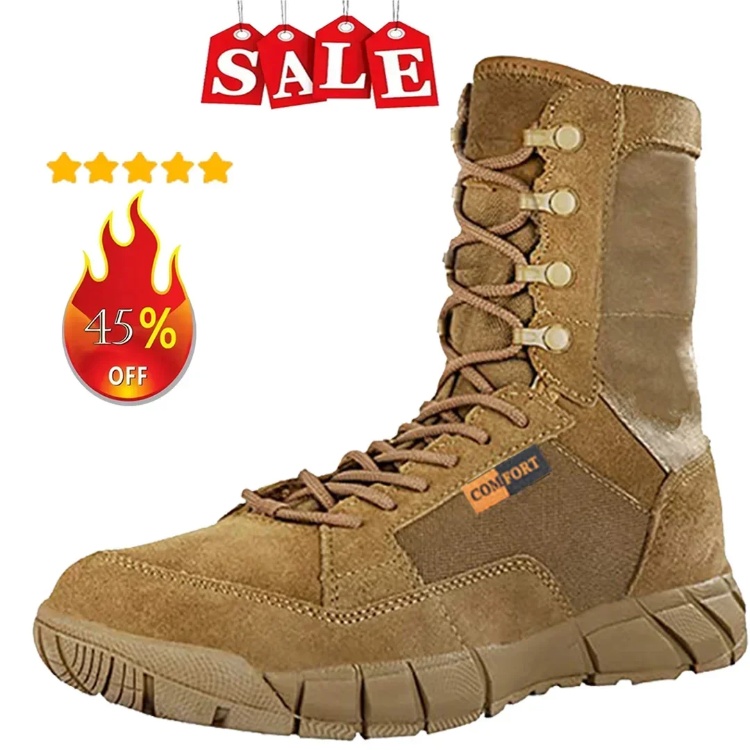 

Lightweight Men Tactical Shoes Combat Boots Training Lace Up Waterproof Outdoor Botas Hiking Breathable Shoe