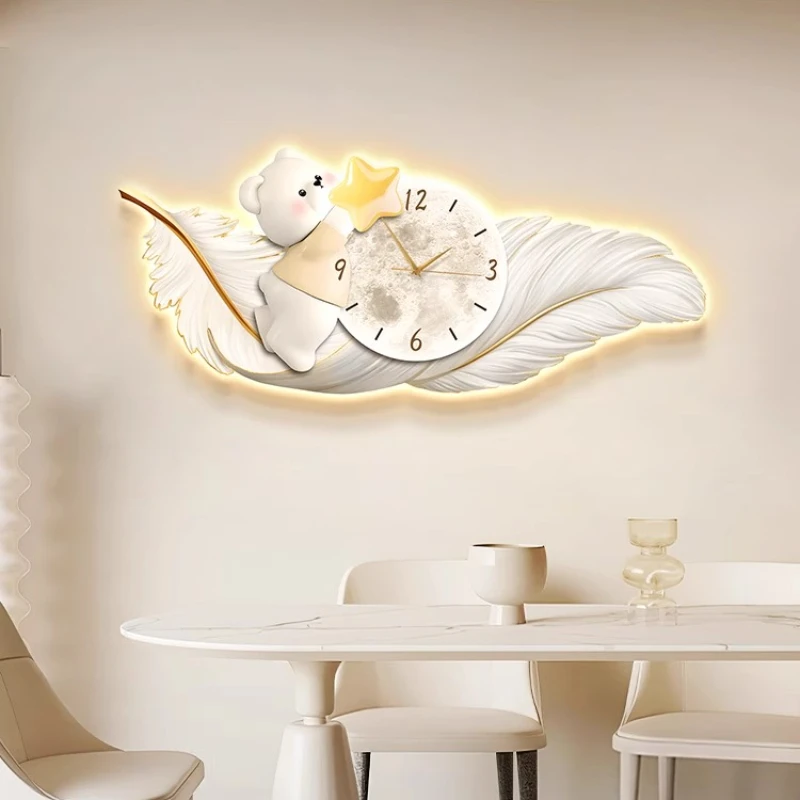 

Large Illuminated Silent Wall Clock Nordic Luxury Art Living Room Digital Clock Corridor Mural Lamp Wall Clock Home Decoration