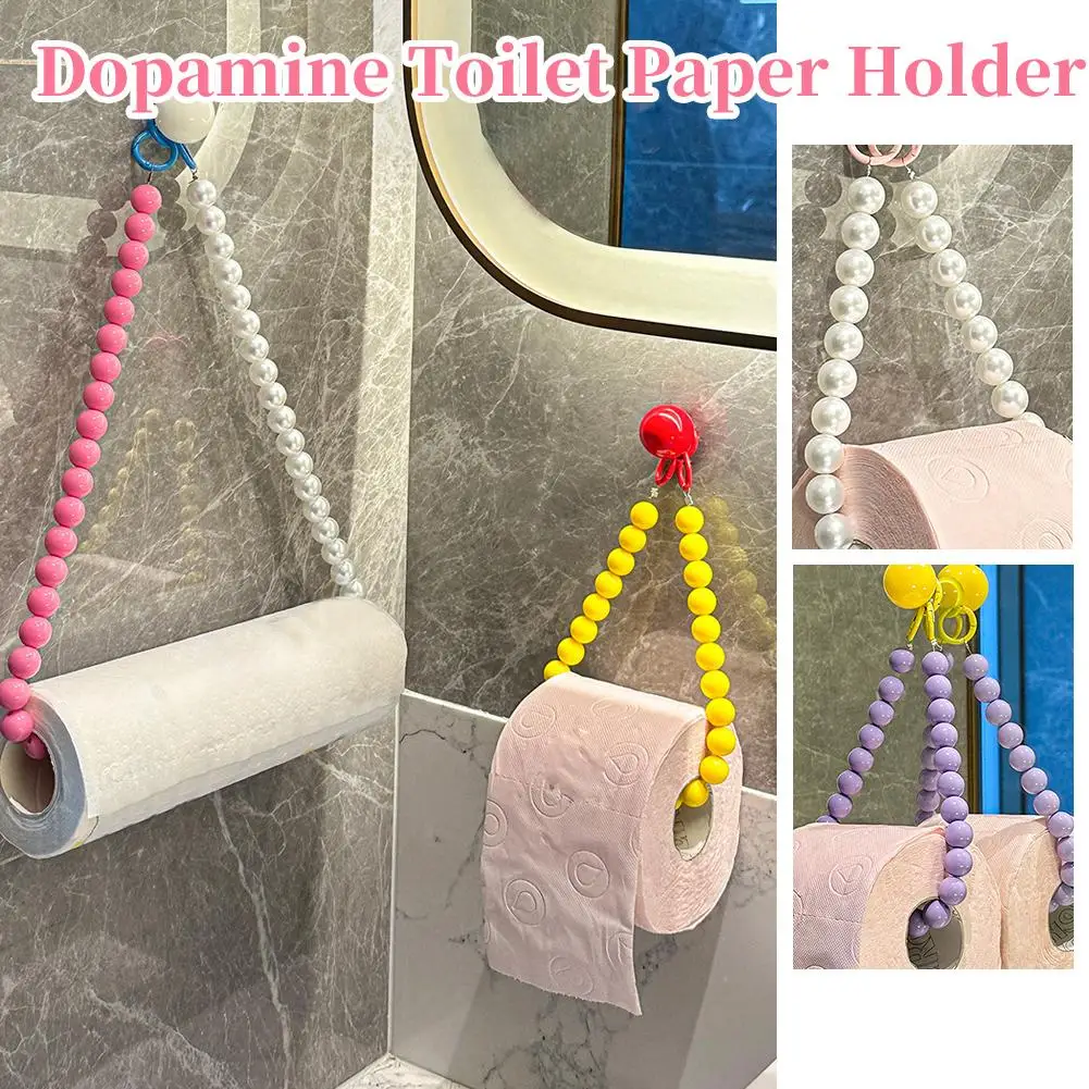 

Colorful Beaded Tissue Holder Multifunctional Roll Rack Home Bathroom Toilet Organizer Storage Accessories Shelf Hanging Pa O1N0