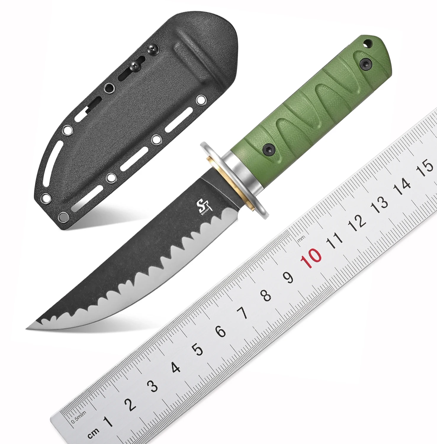 

Sitivien ST29 Fixed Blade Knife G10 Handle Full Tang AUS-10 Steel Blade Bowie Knife for Outdoor Camping Hunting Working