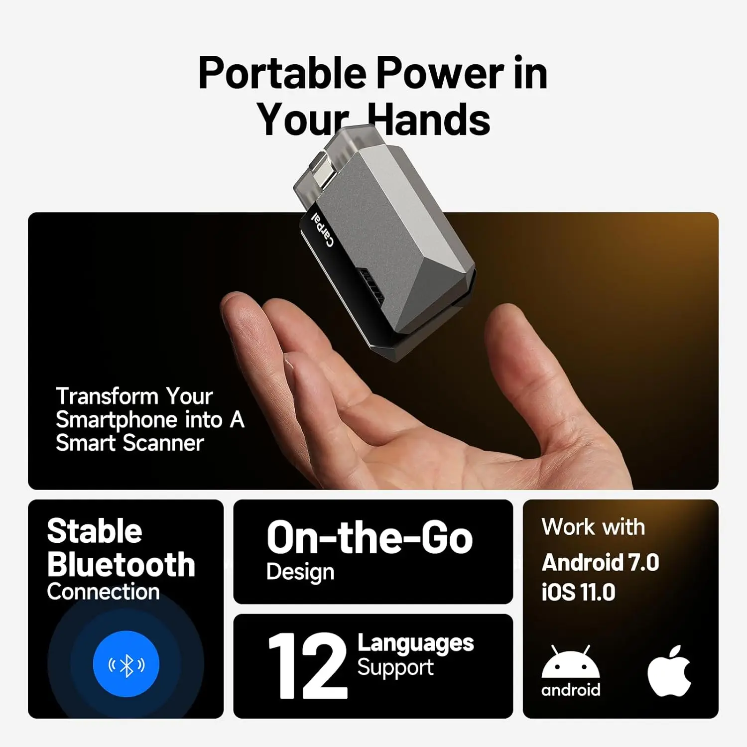 TOPDON Carpal OBD2 Scanner for Car All System Diagnostic Tool Vehicle Health Check Smog Check Battery Test IOS Android  BT 5.0