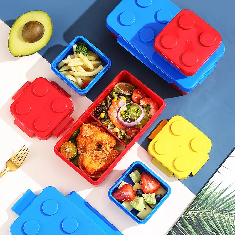 

Colorful Blocks Splicing Lunch Box Portable Sealed Children Student Bento Containers Microwave Dishwasher Safe Freezer Leakproof