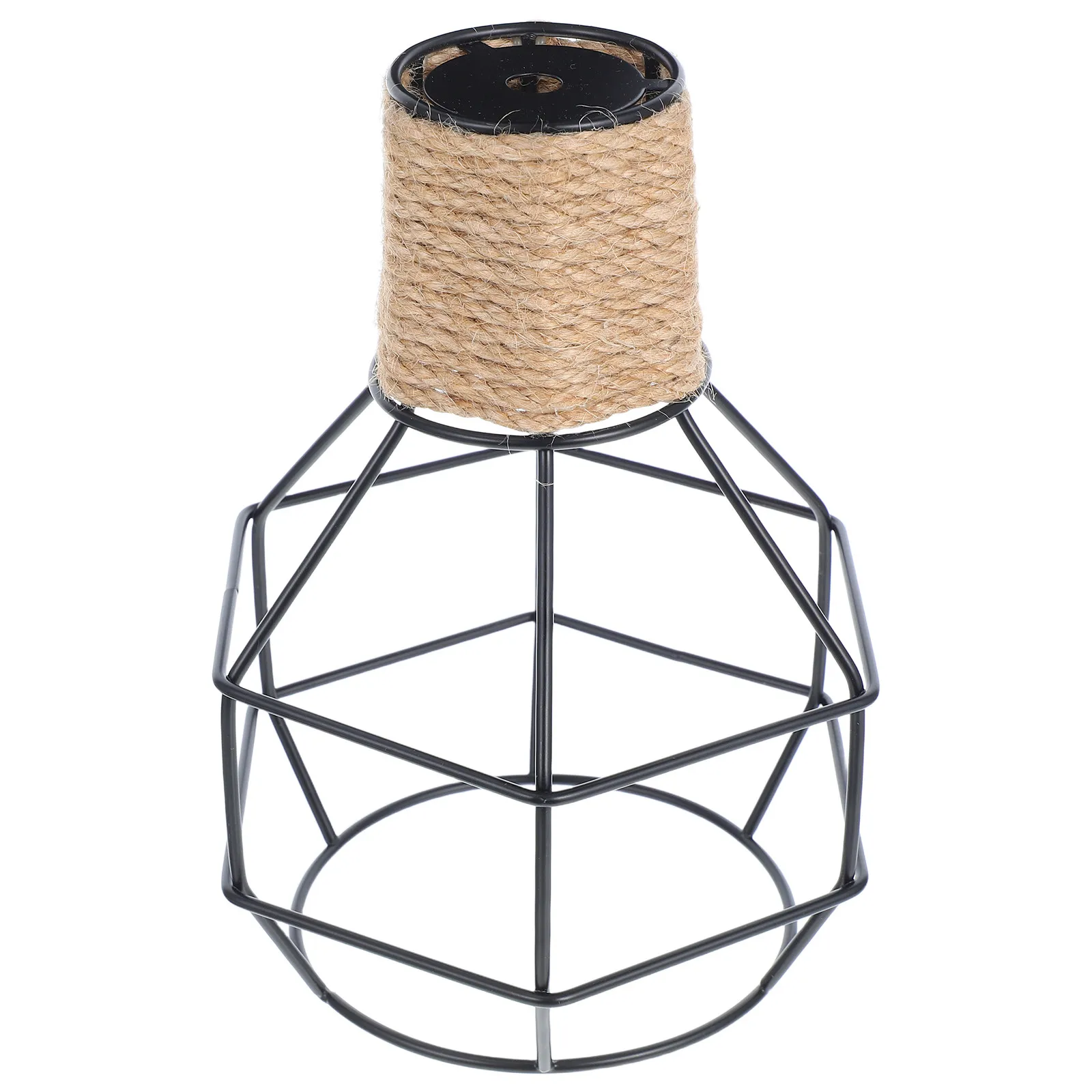 

Vintage Iron Lamp Shade Woven with Natural Jute Rope Hollow Out Industrial Design Wall Mounted Ceiling Pendant Light Cover