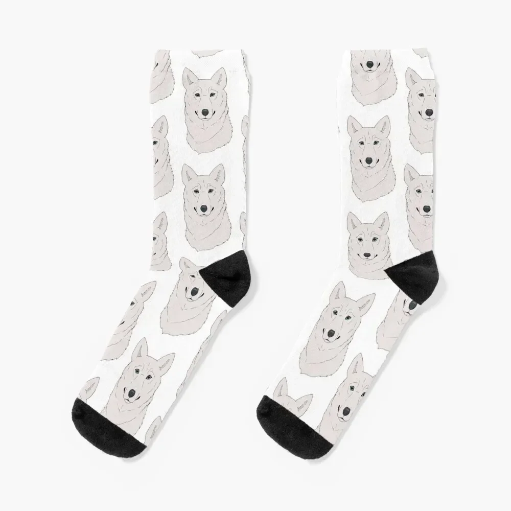 Siberian Husky - White Socks designer hiphop christmas gifts Socks Man Women's