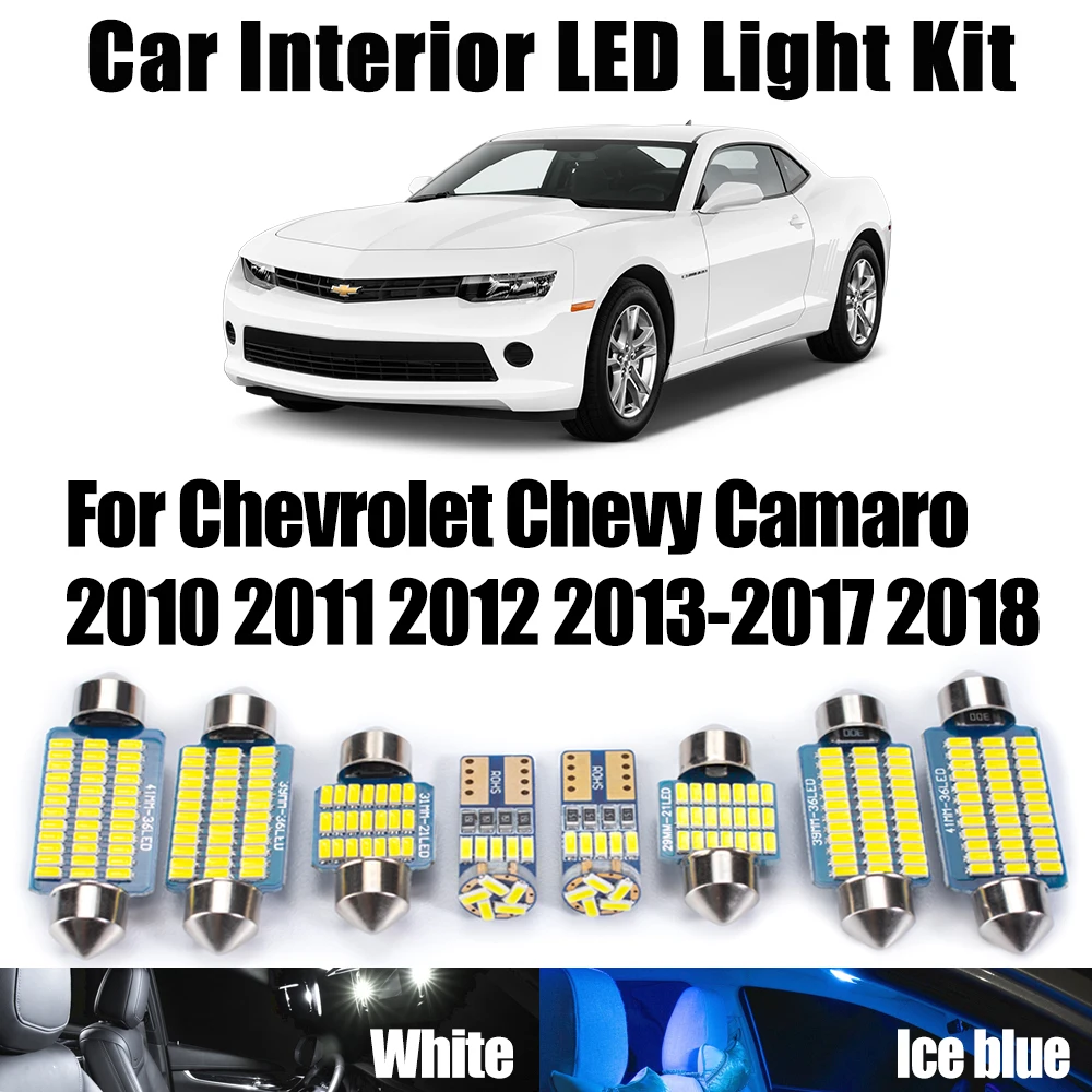 

8Pcs Canbus No Error Vehicle LED Interior Map Dome Light Kit For Chevrolet Chevy Camaro 2010- 2016 2017 2018 License Plate Lamp