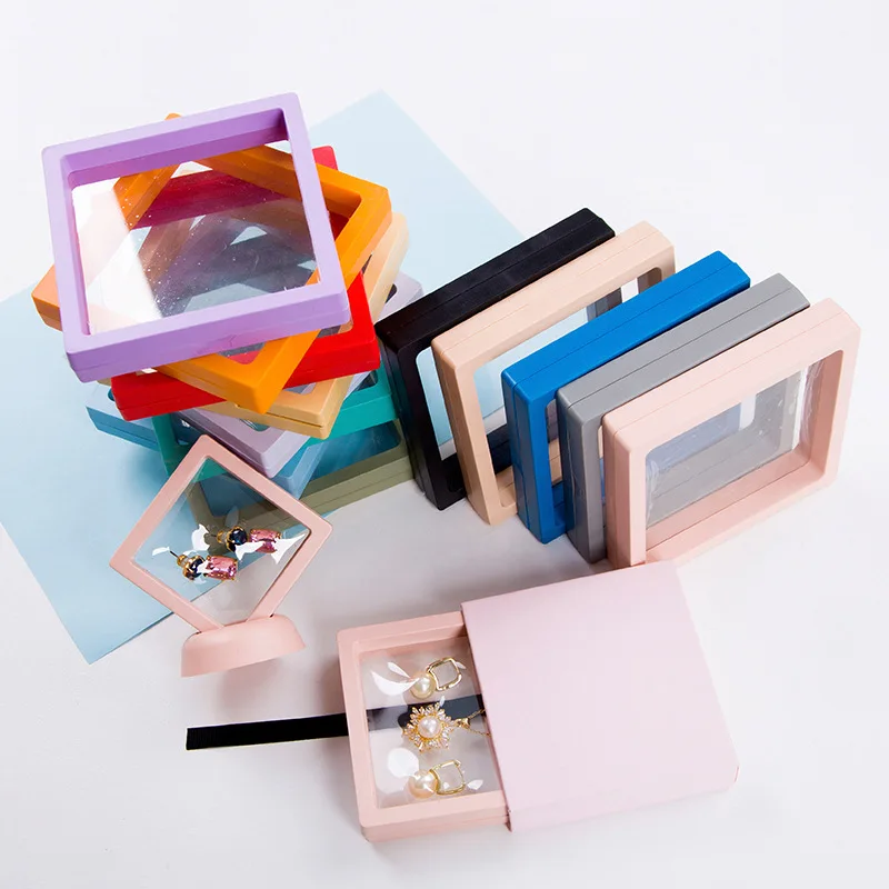 40pcs/lot PE Film Transparent Visible Jewelry Gift Anti-oxidation Storage Box Ring Bracelet Necklace Plastic Display Box