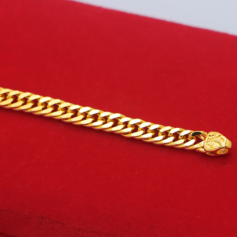 Luxury 24K 9999 Pure Gold real gold Women's Wide 5mm Buckle Horse Whip Boss Bracelet - Image 4