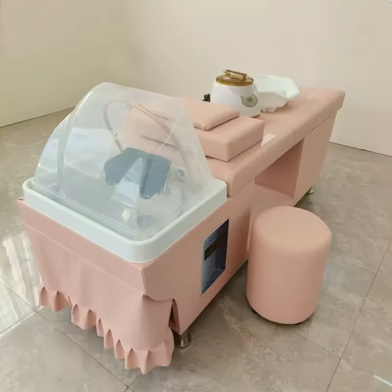 Luxury Modern Design Full Lay-Down  Leather Waterproof Barber Shop Beauty Salon Massage Shampoo Bed