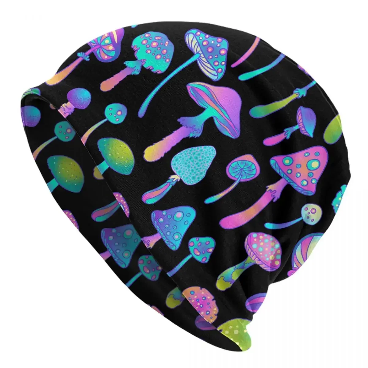 Magic Mushrooms Pattern Vintage Bonnet Hats Winter Street Skullies Beanies Hats Unisex Knitting Hats Warm Dual-use Caps