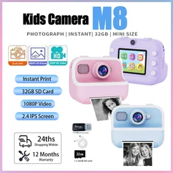 Children Toy Cameras M8 Instant Print Dual Lens Kid Photo Printing Camera HD Video Recording with Thermal Paper Kids Gifts