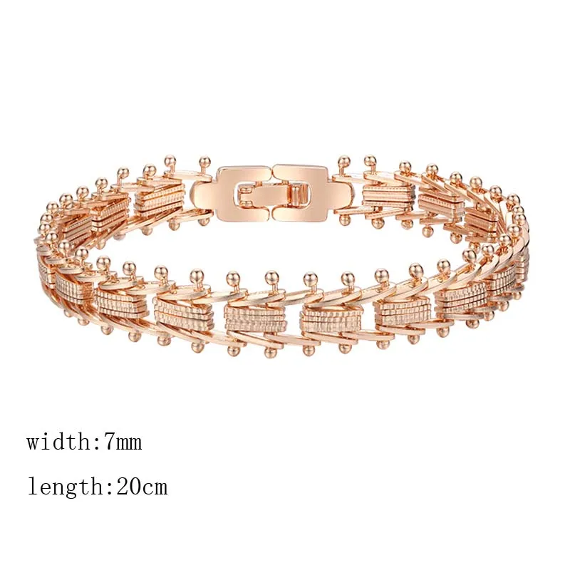 9 Style New Women Girls 585 Rose Gold Color Carving Wide Bracelets Toggle Lock Hot Jewelry(No Box)