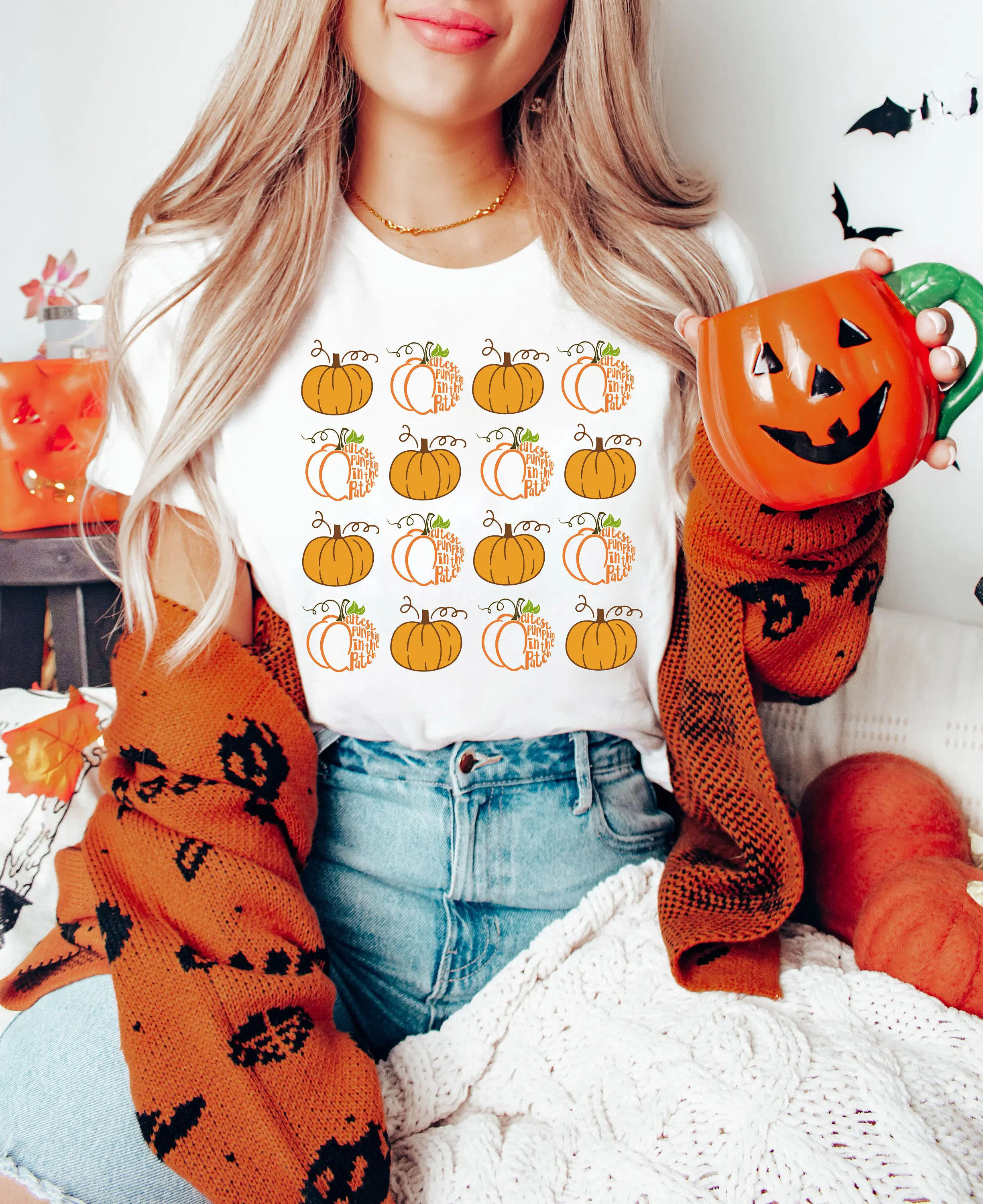 Pumpkin Sweatshirt Sweater Jack-o-Lantern Sweatshirts Halloween Crewneck