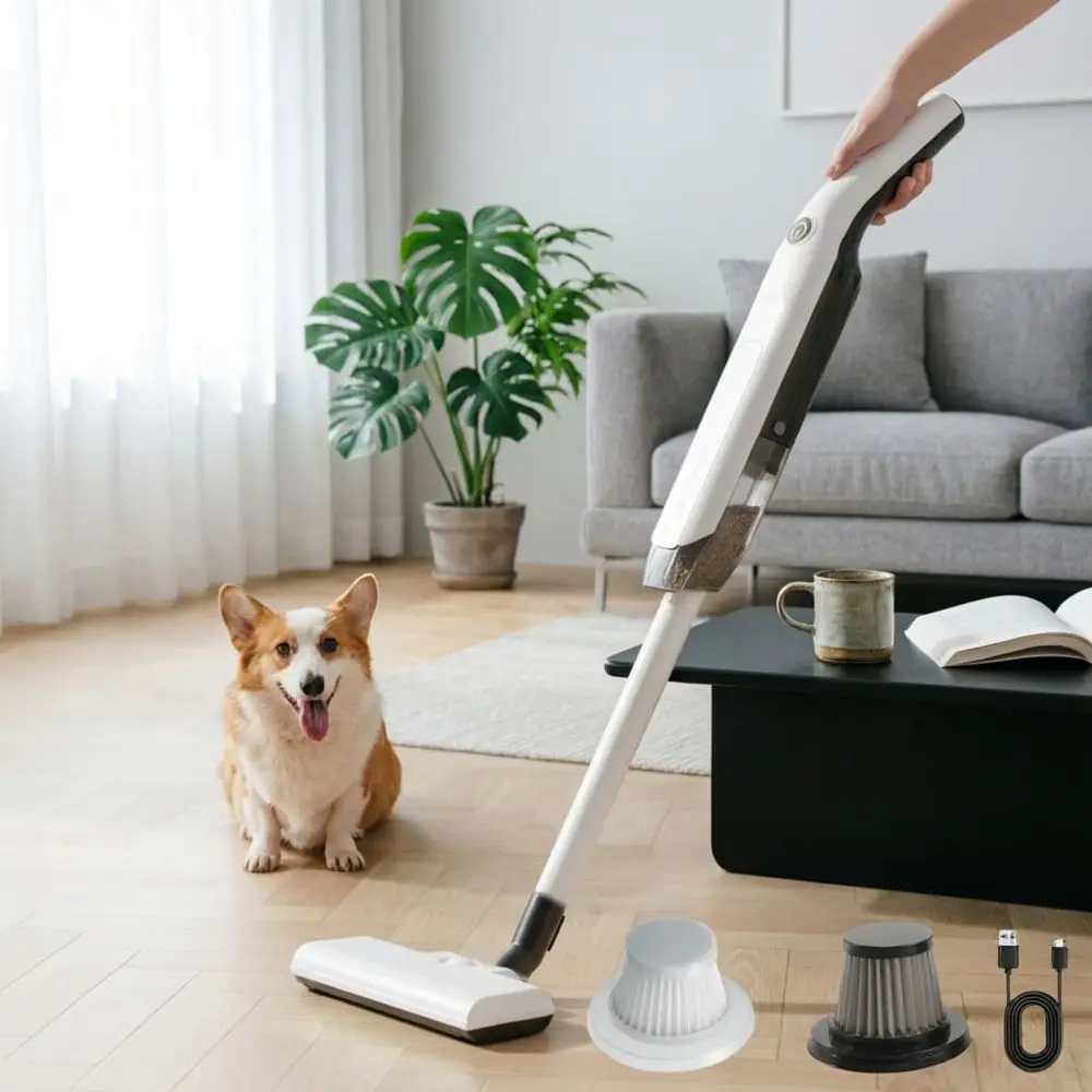 Stick Vacuum Cleaner 50W Portable Handheld Vacuum With 10KPA Strong Suction, 30Min Runtime, Low Noise, For Home, Car, Pet Hair