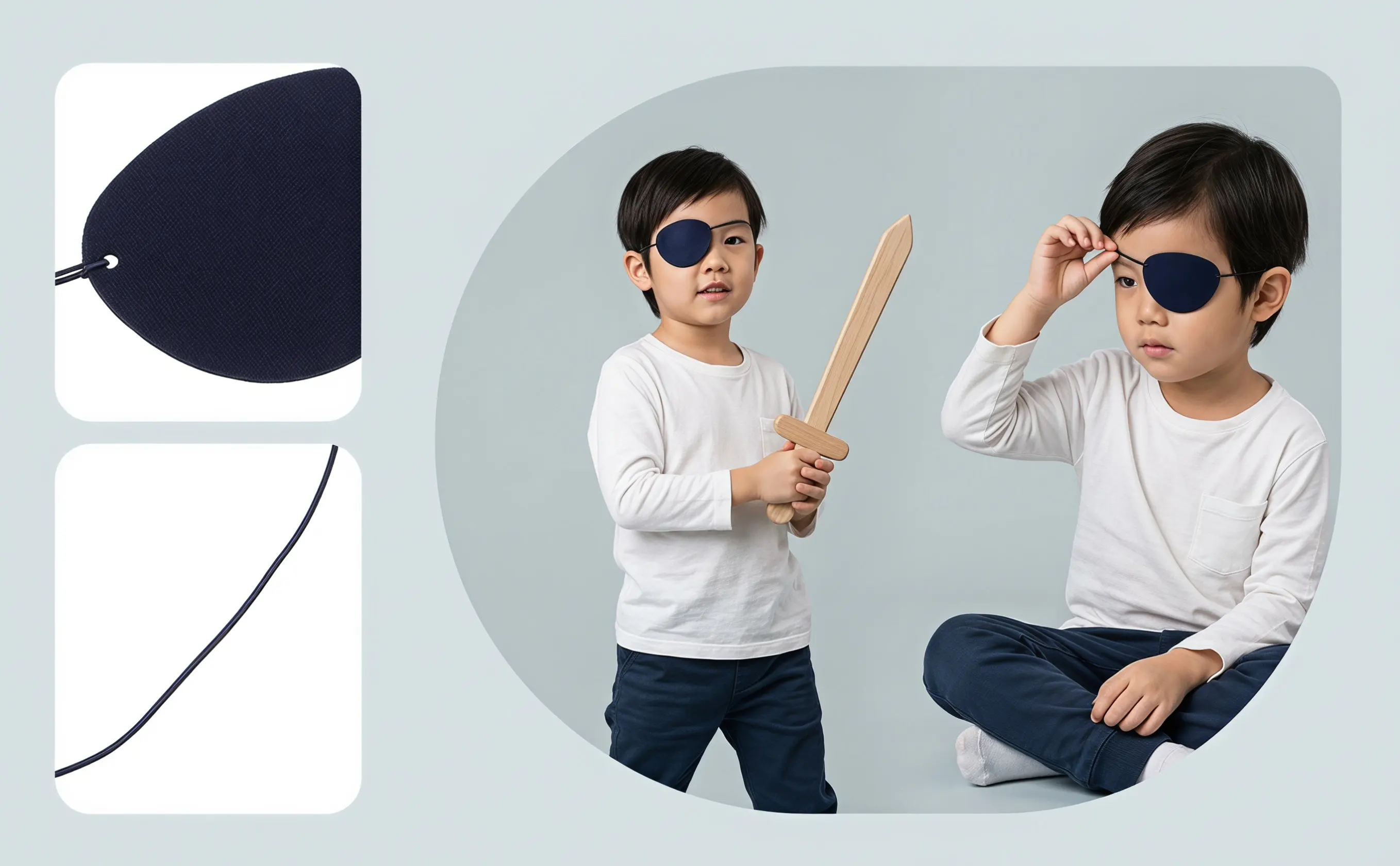 14Pcs Kids Pirate Eye Patch Felt Durable Fabric Halloween Party Costume Accessory Festival Cosplay Fun Props
