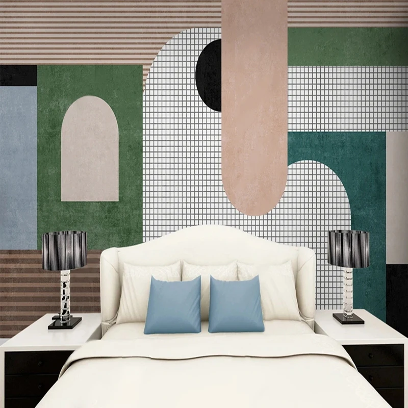 Papel tapiz de tamaño personalizado para sala de estar, Mural de fotos 3D abstracto, cuadrícula geométrica, arte de fondo para dormitorio, pintura