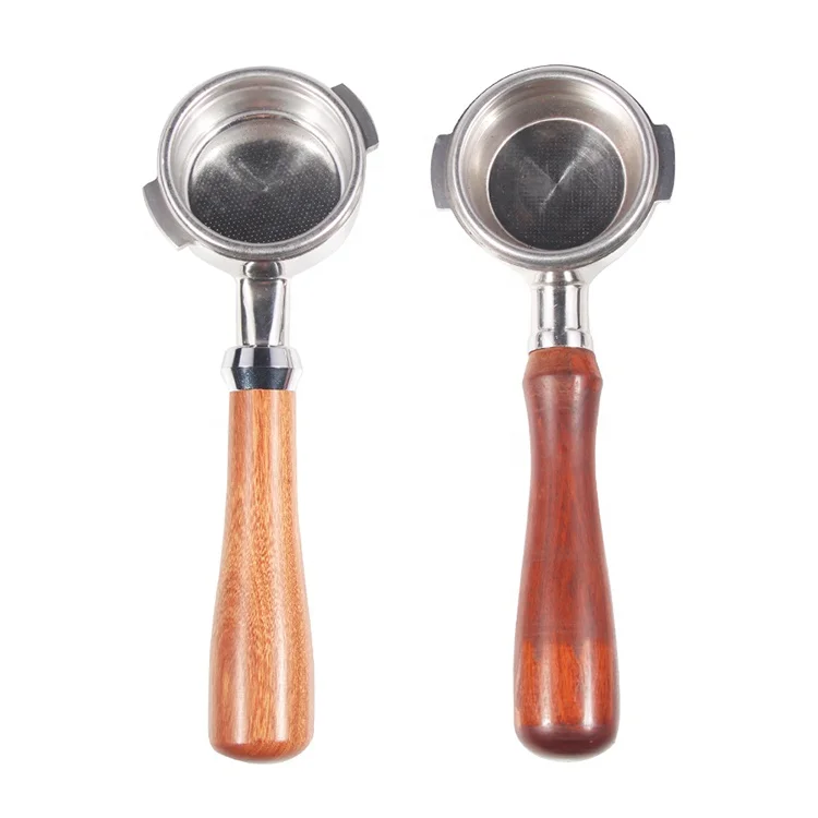 

58mm Stainless Steel Wooden Portafilter Coffee Tools Bottomless Coffee Prortafilter