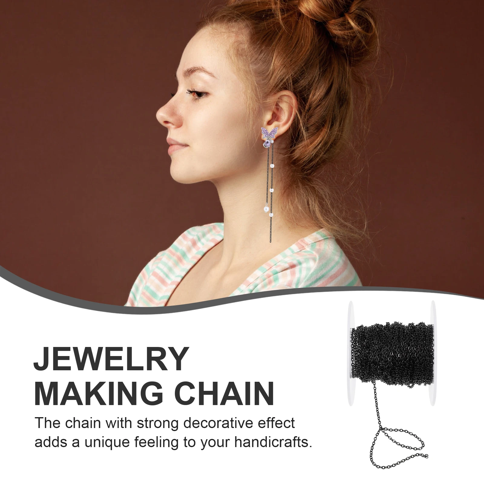 

1 Roll Diy Jewelry O-Ring Necklace Bracelet Metal For Handmade Crafts Stainless Steel Decorative Sweater Chain Lightweight