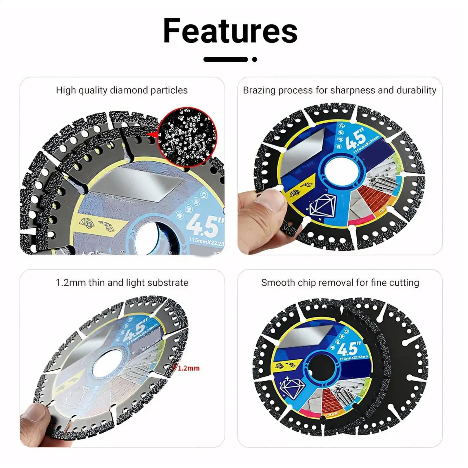 Saw Disc Wheel 3 pcs 4.5 Inch Angle Grinder Cutting Disc Grinding Wheel Tool Tile Marble Concrete Steel Stone PVC Pipe Cutting