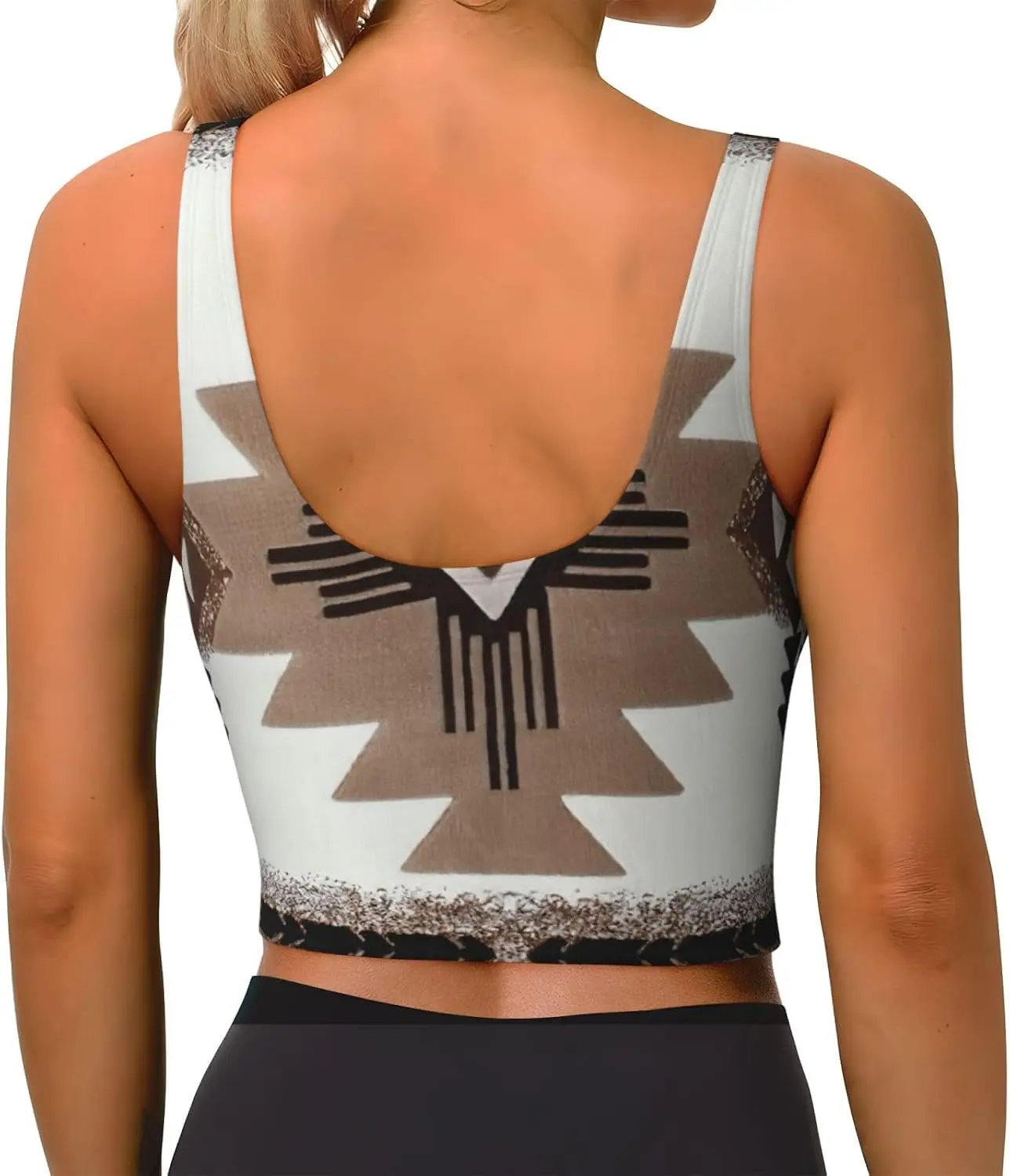 Native American Print Women'S Strappy Sports Bra Stretch Gym Bras U Neck Yoga Tops Comfort Seamless Bra
