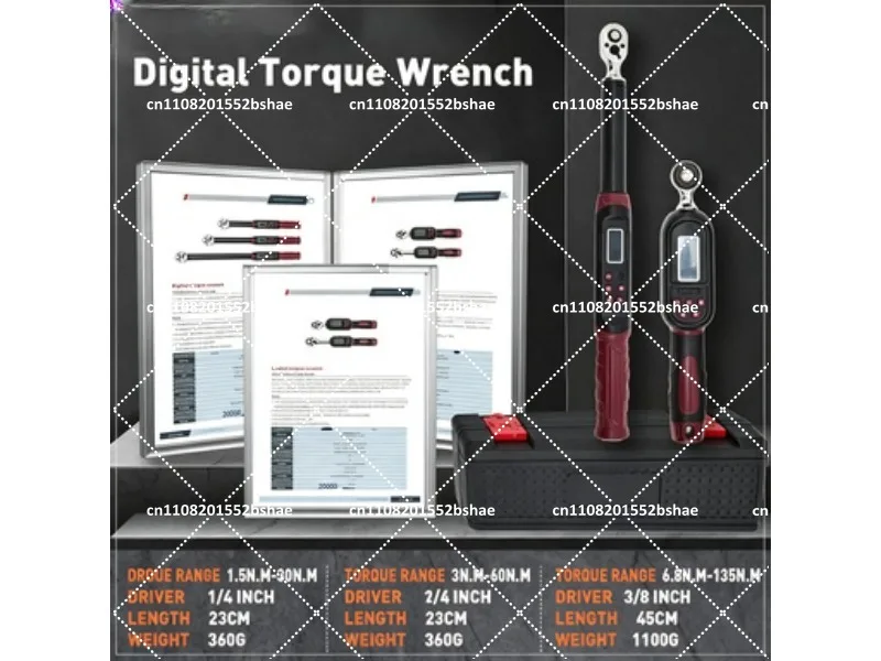 1.5-500 in-lb High Precision ±2% Digital Torque Wrench with Buzzer and Color Screen
