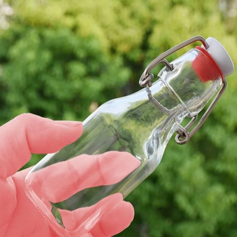 Mini Glass Vinegar Bottle, Kitchen Oil Container, Sealed Beverage Jars, Lid Seal Buckle Storage Bottle, Fresh Lemon Lime