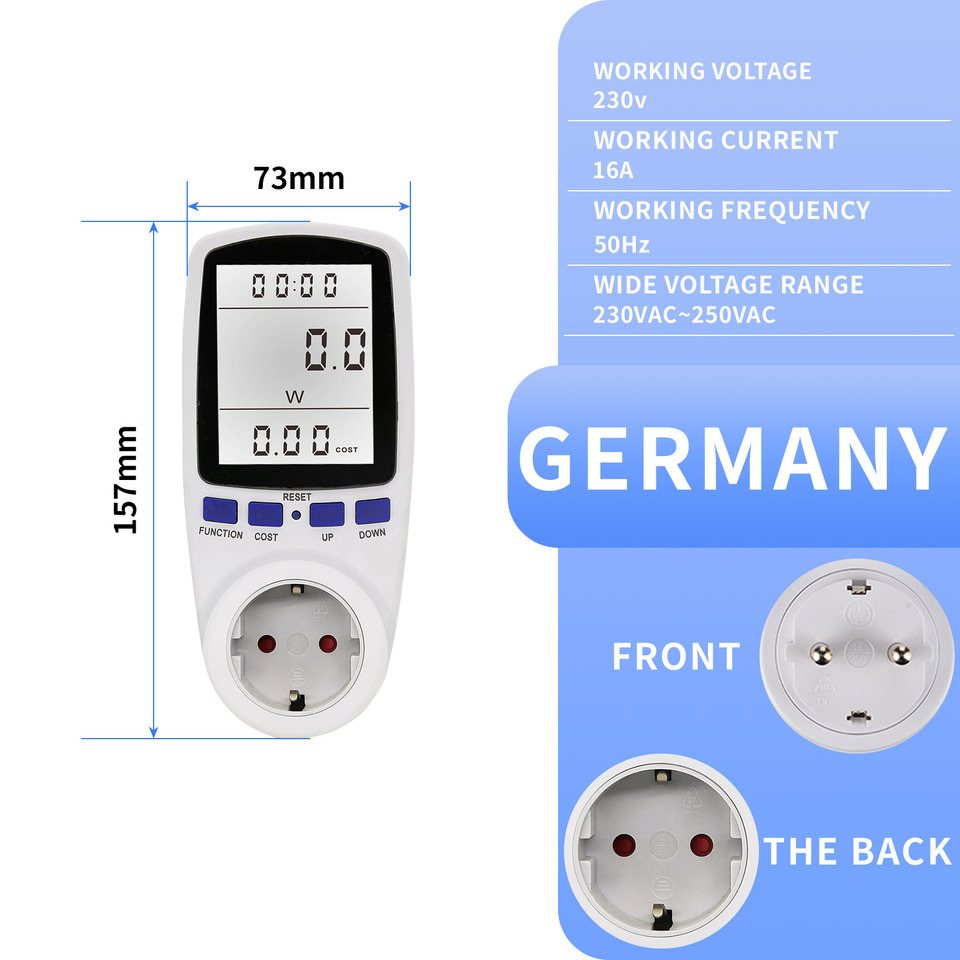  YICHENG Watt Power Meter Plug Home Electrical Usage Monitor Consumption,Energy Voltage Amps Overload Protection,7Modes Display. 