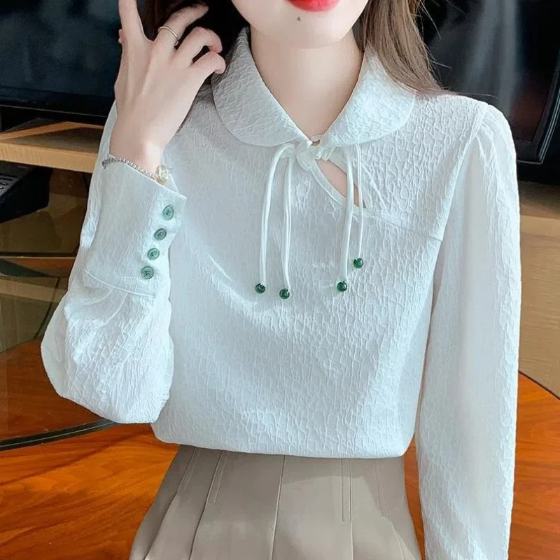 

Niche Design Sense Top for Women 2024 Button Up Small Shirt, Stylish Fashionable Fashionable and Versatile Long Sleeved Shirt