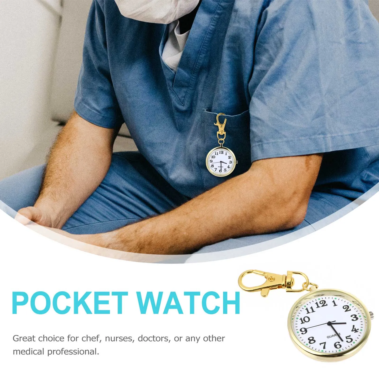 Luminous Keychain Pocket Watch Unisex Hanging Watch Arabic Numerals Design For Elderly Men Women Nurse Gift Premium
