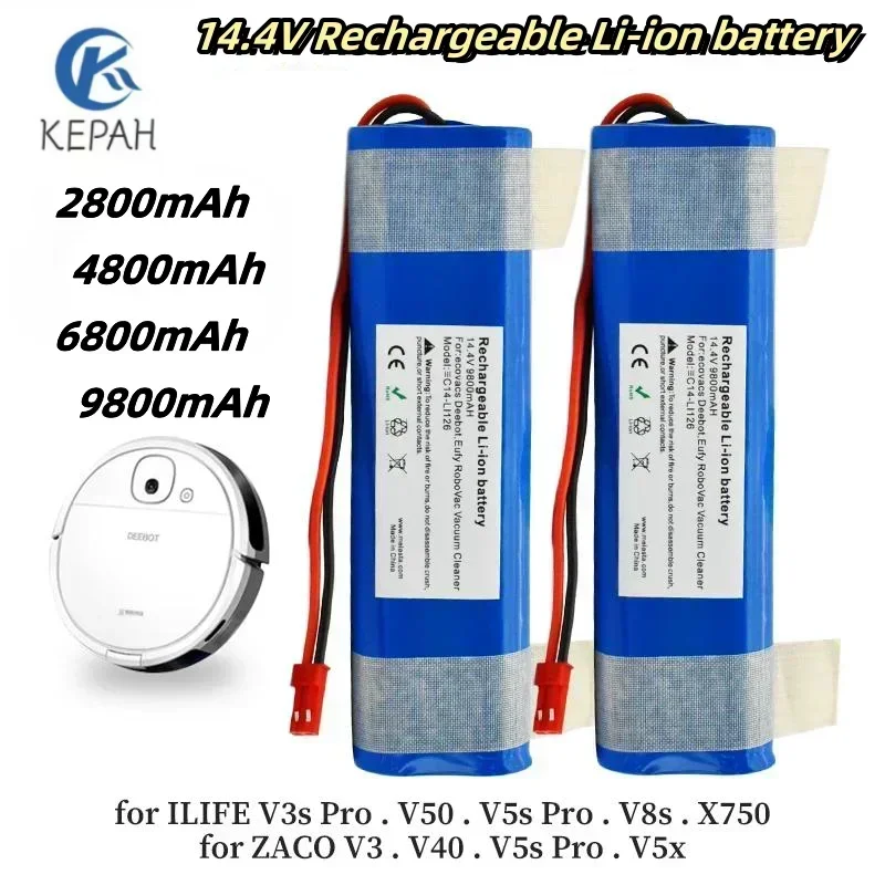 

100% original 14.4 V 6800mAh 18650 für iLife v3s pro V50 v5s pro V8s x750 roboter staubsauger