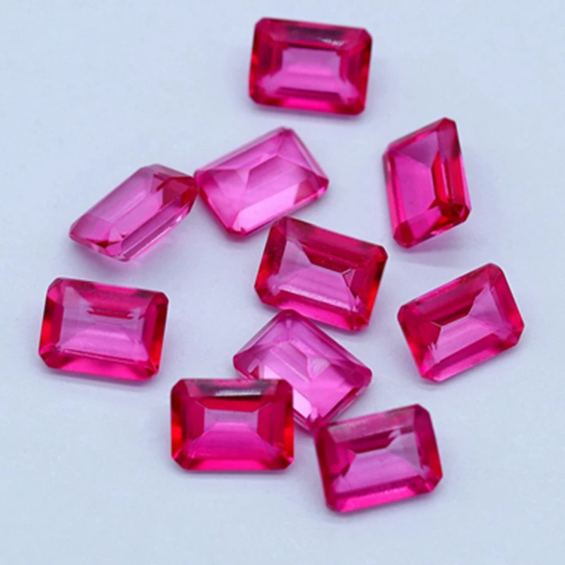 

Natural Pink Ruby Emerald Cut 13x18mm 15.0ct VVS Loose Gemstone Passed UV Test for Jewelry Making