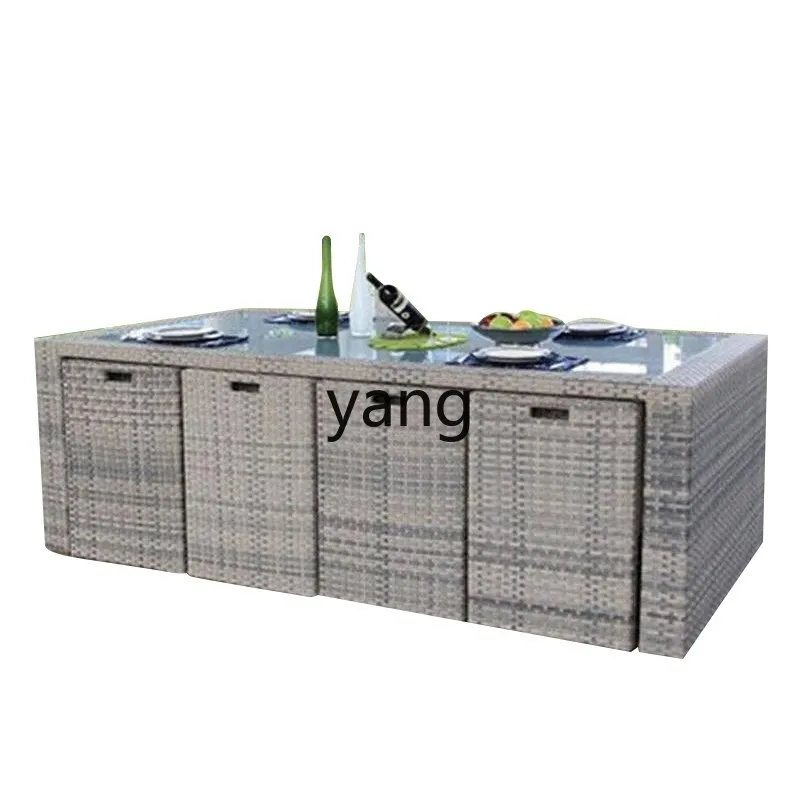 LH Outdoor-Rattanstuhl, Kombination aus Rattan-Balkon, Freizeittisch und Stuhl