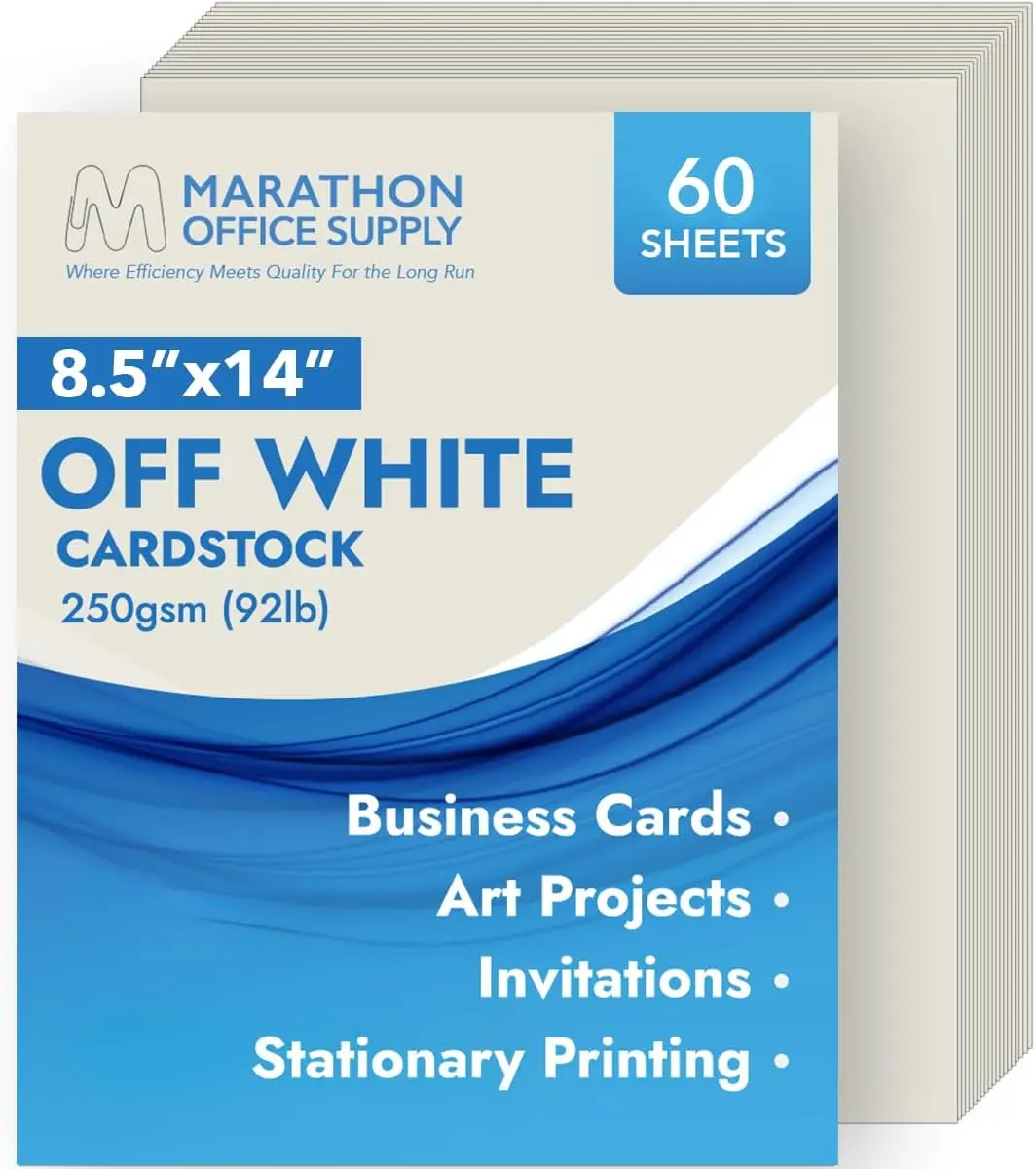 

Off-White Legal Cardstock Paper 8.5x14 Inch 60 Sheets Heavyweight 250 GSM for Certificates Menus and Crafts