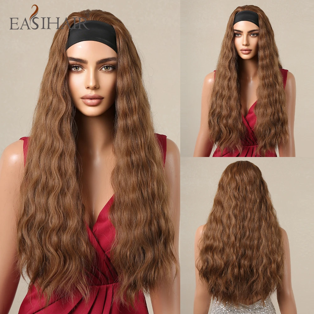 Women's Natural Wavy Brown Highlight Headband Wig