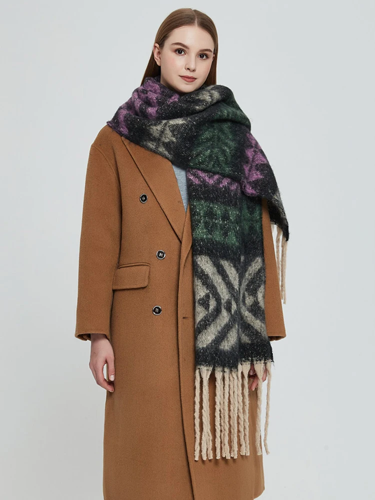 2023ผู้หญิงใหม่ผ้าพันคอHeadscarfฤดูหนาวLady Retroหนาพู่ผ้าพันคอPashmina Mujerยาวผ้าคลุมไหล่Foulard Bufanda Boho