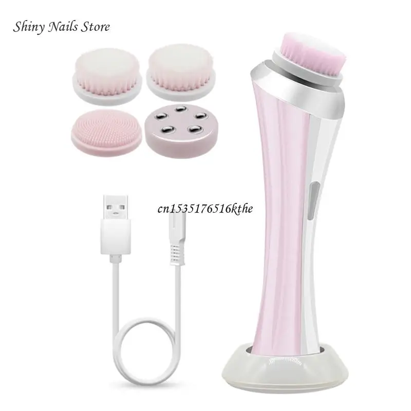 4 in 1 Electric Facials Cleansing Brush Deep Cleansing Face Brushes with 4 Heads Dropship