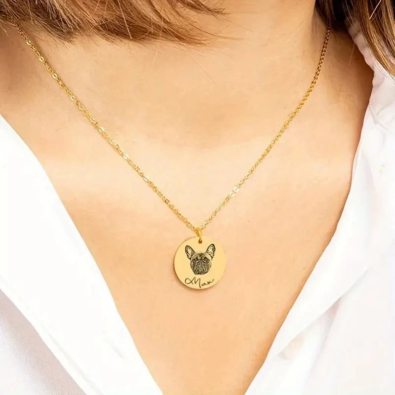 

Customized Pet Photo Laser Engraved Memorial Pendant Necklace Stainless Steel Personalized Memorial Jewelry For Cat Dog Lovers