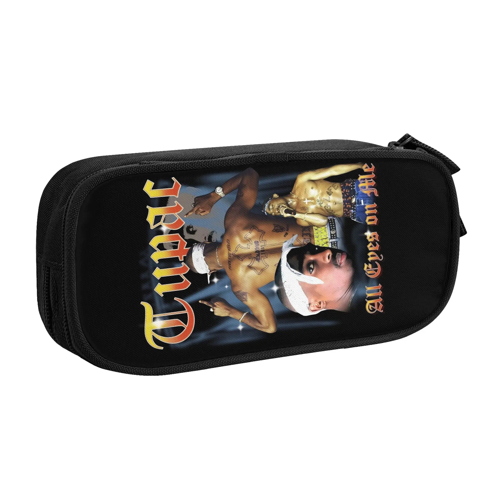 Rapper Tupac Shakur 2Pac Makaveli  Pencil Case for Boy Girl Big Capacity  Pen Bag Box Stationery