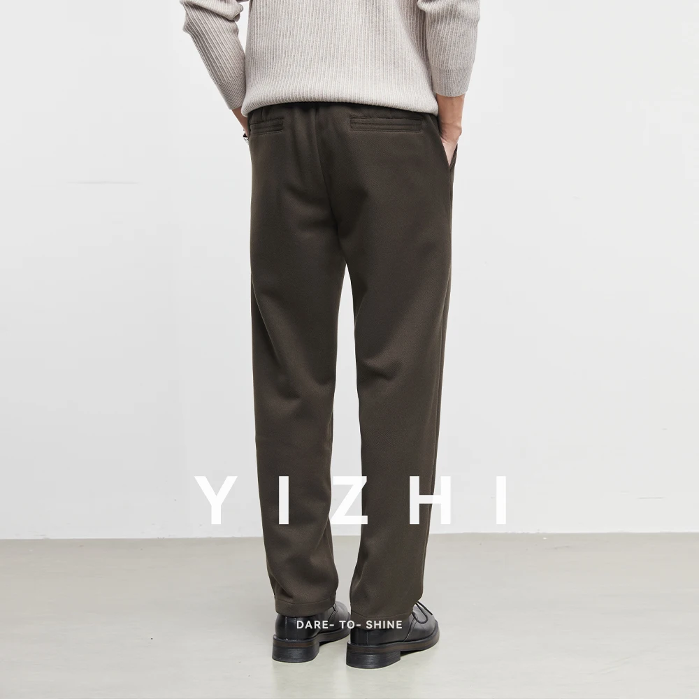 موضة الرجال سميكة الصوف سراويل تقليدية الخريف والشتاء 2025 جديد الرجال الدافئة ثنى دعوى السراويل المستقيمة