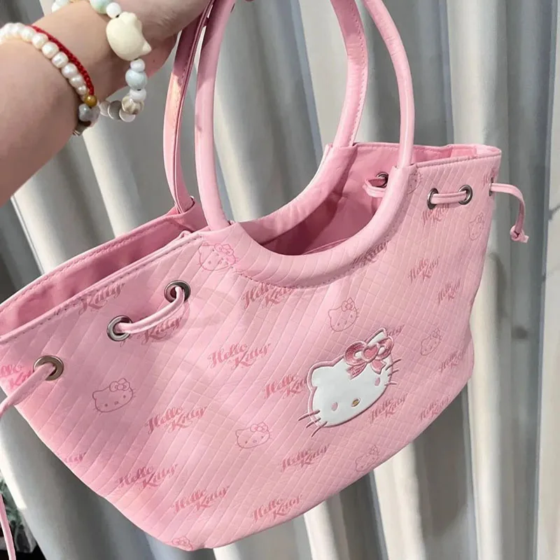 Sanurgente-Sac fourre-tout rose Hello Kitty pour femme, sac à main en cuir PU souple, sac de voyage de grande capacité, cadeaux mignons, Kawaii One Initiated